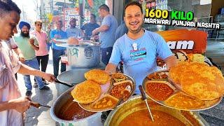 60/- Rs Marwari Indian Street Food Nasta  कढ़छी wali Poori, छत्ता Bazar Kachori, कुजे वाले Bhature