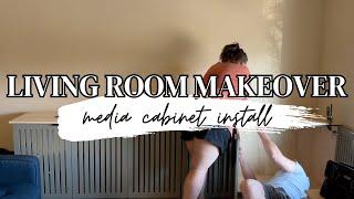 Living Room MAKEOVER part one // installing and organizing our custom media cabinets