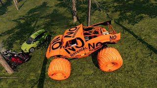 BeamNG.drive - Monster Truck stunts, jumps, crashes, crushing cars, fails etc