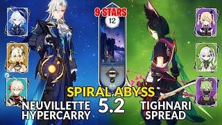 New 5.2 Spiral Abyss | Neuvillette Hypercarry Team and Tighnari Spread | Genshin Impact Floor 12