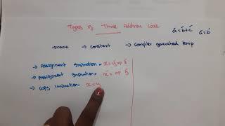 Compiler Design Lec - 45 -Types of Three Address Statements in Compiler Design by Deeba Kannan