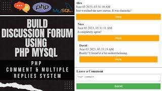 Build Discussion Forum With PHP MySQL | Comment & Reply System In PHP