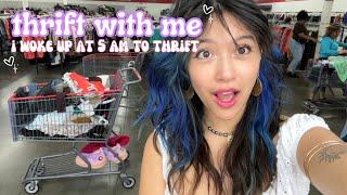 THRIFT WITH ME @ 7 AM!! + styling the pieces i thrifted!