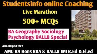 Jamia BA Hons Geography Sociology Psychology entrance 2024 Important mcq series Jamia millia islamia