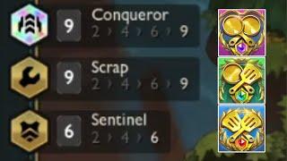 *World's Only* 9 Conqueror + 9 Scrap + 6 Sentinel⭐⭐⭐ !? | TFT Into the Arcane