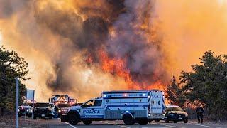 Wind-whipped brush fires continue to burn in Suffolk County