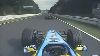 Alonso overtake Schumacher onboard 2005 Japan