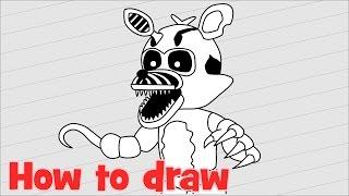 How to draw Adventure Nightmare Foxy FNAF4 World full body