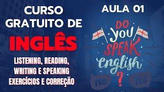 CURSO GRATUITO DE INGLÊS: AULA 01 // AULA COMPLETA COM PRÁTICA DE SPEAKING E EXERCÍCIOS