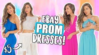 TRYING ON EBAY PROM DRESSES UNDER $15?! Cheap Dresses I Bought Online! ( eBay + Amazon )