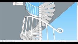 Create a Special Spiral Stair with 2nd floor opening and railing in Sketchup