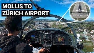 Flight to ZÜRICH AIRPORT "Caution Jetblast" | Mollis - ZRH with ATC | PPL VFR Solo Flight