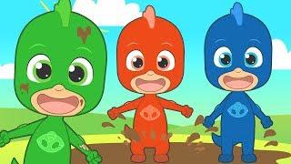 CINCO BEBES con Gekko de colores ️ Canciones infantiles con PJ Masks | Aprender cantando y bailando