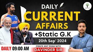 Current Affairs | PSSSB, PPSC & Punjab Police | 20th Sep, 2024 | Davinder Sir | Success Tree Punjab