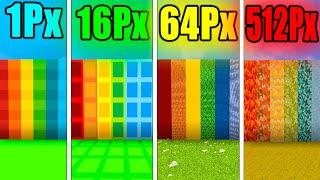 1px VS 8px VS 64px VS 512px TEXTURES MINECRAFT EVOLUTION