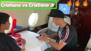 Cristiano Ronaldo's ultra competitive basketball game with his son on a private jet