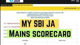 MY SBI CLERK MAINS SCORECARD 