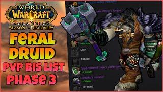 Feral Druid COMPLETE Phase 3 BiS PvP Gear List - Druid Guide Season of Discovery 