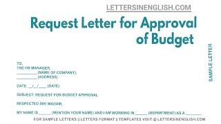 Request Letter For Approval Of Budget - Sample Letter Requesting Budget Approval