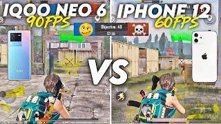 IQOO NEO 6 90FPS VS IPHONE 12 60FPS PUBG/BGMI TEST IN 2023| IQOO NEO 6 VS IPHONE 12 REVIEW 2023