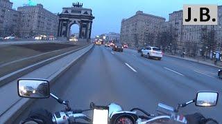 Driving motorcycle in Moscow. apr2016