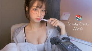 [Tascam ASMR] At Study Cafe with your Korean GF Roleplay/Talking/ ENG SUB