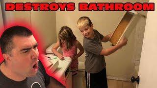 Kid Temper Tantrum Destroys His Bathroom Because He Couldn't Play Fortnite [ Original ]