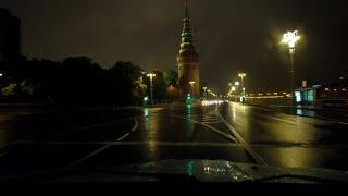 [4K] Rainy night in the center of Moscow