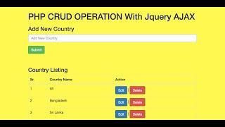 PHP CRUD OPERATION With Jquery AJAX