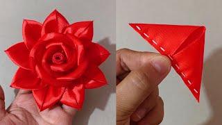 DIY Satin Ribbon Rose flowers | How to make ribbon rose | DIY: Ribbon Flowers | Ribbon Art | Craft