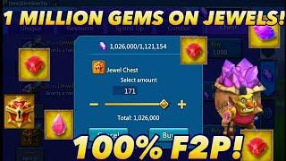 Spending 1 Million Gems On Gold Jewels 100% F2P! Upgrading Solo Trap F2p Lords Mobile