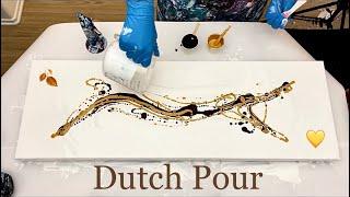 WOW Gorgeous GOLDEN Leaf  Dutch Pour! So Simple and Elegant ~Acrylic Pouring | Fluid Art
