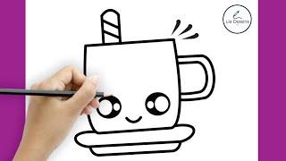 Comment Dessiner une Tasse de Café mignonne - Tutoriel de Dessin Étape par Étape