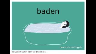 baden | Konjugation, Bedeutungen & Beispiele | 200 deutsche Verben (020/200)