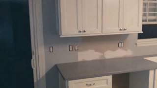 White Shaker Cabinets with LG HiMacs Grey Granite Solid Surface counters