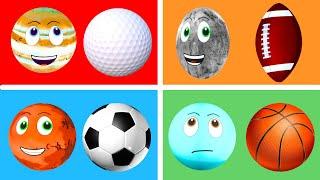 Planet Size Comparison with Sports Balls. Space for Kids - Planet Size Comparison. Videos for Kids