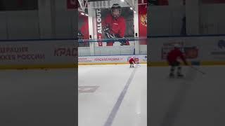 Hockey defenseman training. 8 years old