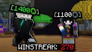 Double Prestiging to 1400 stars with A 270 WINSTREAK in Hypixel Bedwars