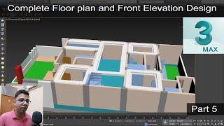 Complete Floor plan and Front Elevation Design Part 5 | 3Ds Max Tutorial in Hindi | Allrounder Bhai