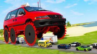 Giant Wheel Saw Monster Сrushes Сars #8 - Beamng drive