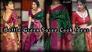 Bottle green saree look ideas @Stree Fashion Corner