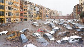 5 minutes ago, chaos in Girona ! Massive floods submerge cars and houses in Girona