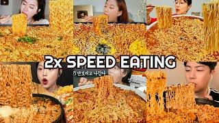 Ramyeon Spicy Noodles Soup Mukbang | ASMR 2x Speed Eating Show