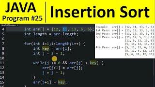 Java Program #25 - Sort Numbers using Insertion Sort in Java