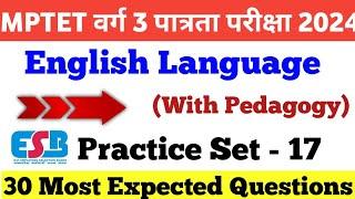 MPTET Varg 3 English Language and Pedagogy Practice Set- 17|English Marathon|MPTET varg 3 Top 30 PYQ