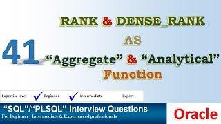 Oracle PL SQL interview question RANK and DENSE RANK as Aggregate Function and Analytical Function