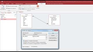 Créer une relation entre les tables Access 2016