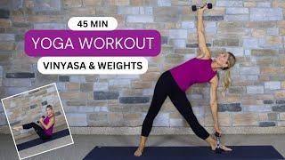 Yoga Workout with Weights (Sculpt your Body) | 45 Min | Yoga 4:13 with Tauni