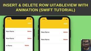 Swift Tutorial: Insert delete UITableView cell or table row in swift  with animation