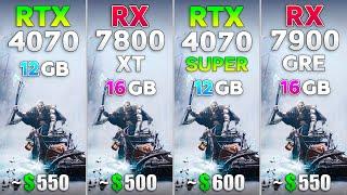 RTX 4070 vs RX 7800 XT vs RTX 4070 SUPER vs RX 7900 GRE - Test in 8 Games